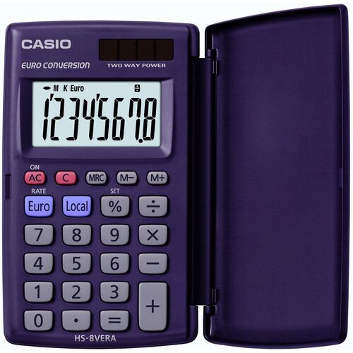 Casio Calcolatrice HS‑8VER Tascabile 8 Cifre 10x62,5x104 mm Blu
