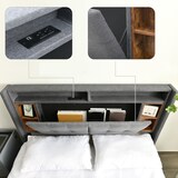 thumbnail of Merax LED Doppelbett 160x200 Polsterbett aus Leinen mit Stauraum-Kopfteil @ 2 Steckdosen @ 2 USB & Lattenrost Grau