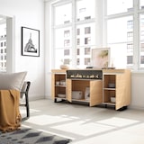 thumbnail of Sideboard, Highboard, 200x87x35cm, 4 Türen, Elektrokamin., Industriedesign, Eiche Soft und weiß