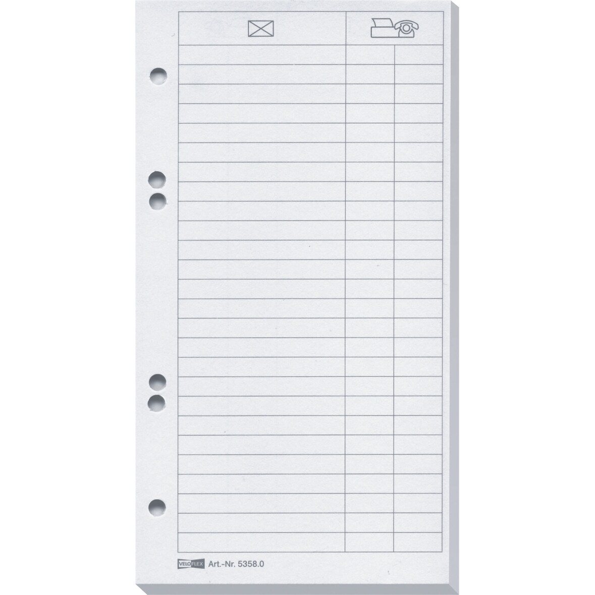 Ersatzeinlagen für Telefonringbuch VE=25 Blatt weiß