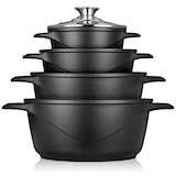 thumbnail of Briebe MGK-12 Kochtopf Set Induktions 8-Teilig Aluminiumguss 4 Kochtöpfen  4 Glasdeckel, Schwarz