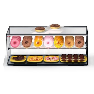 MBH - Vetrina espositiva neutra professionale Snack 92 cm 1 ripiani vetri dritti. Espositore neutro da banco porta brioches per bar e pasticceria.