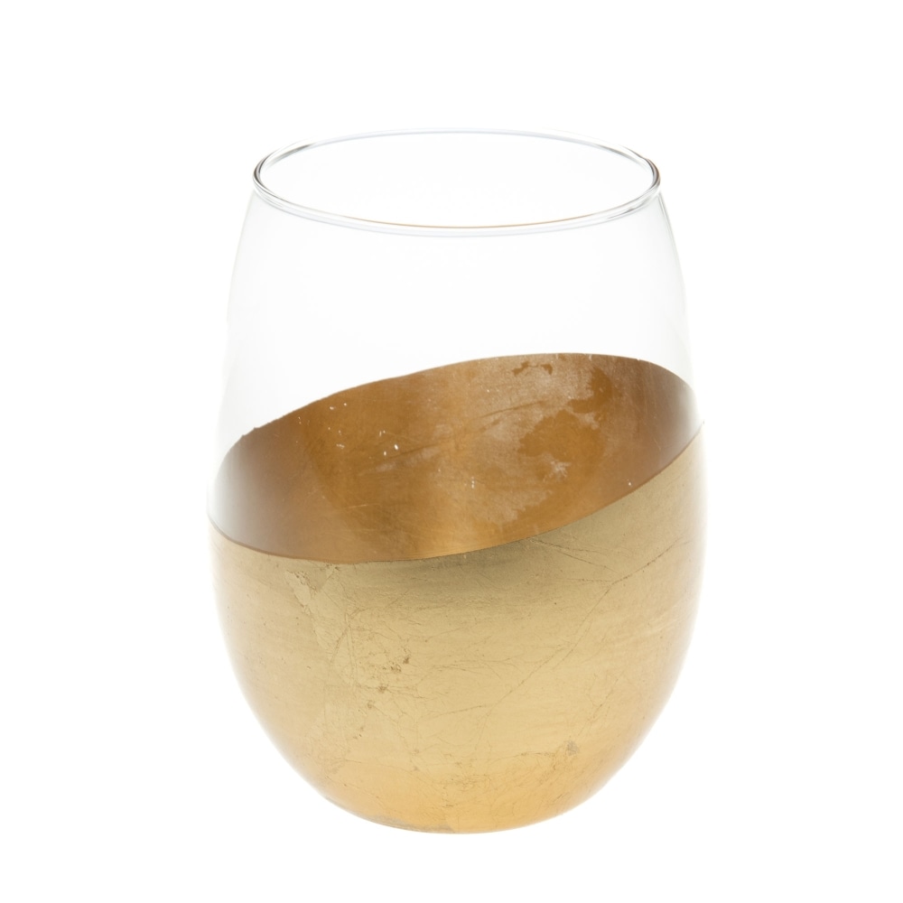 Lumignon Foglie d'oro 12 cm or -  Rond Verre Lou De Castellane 9.4x9.4 cm