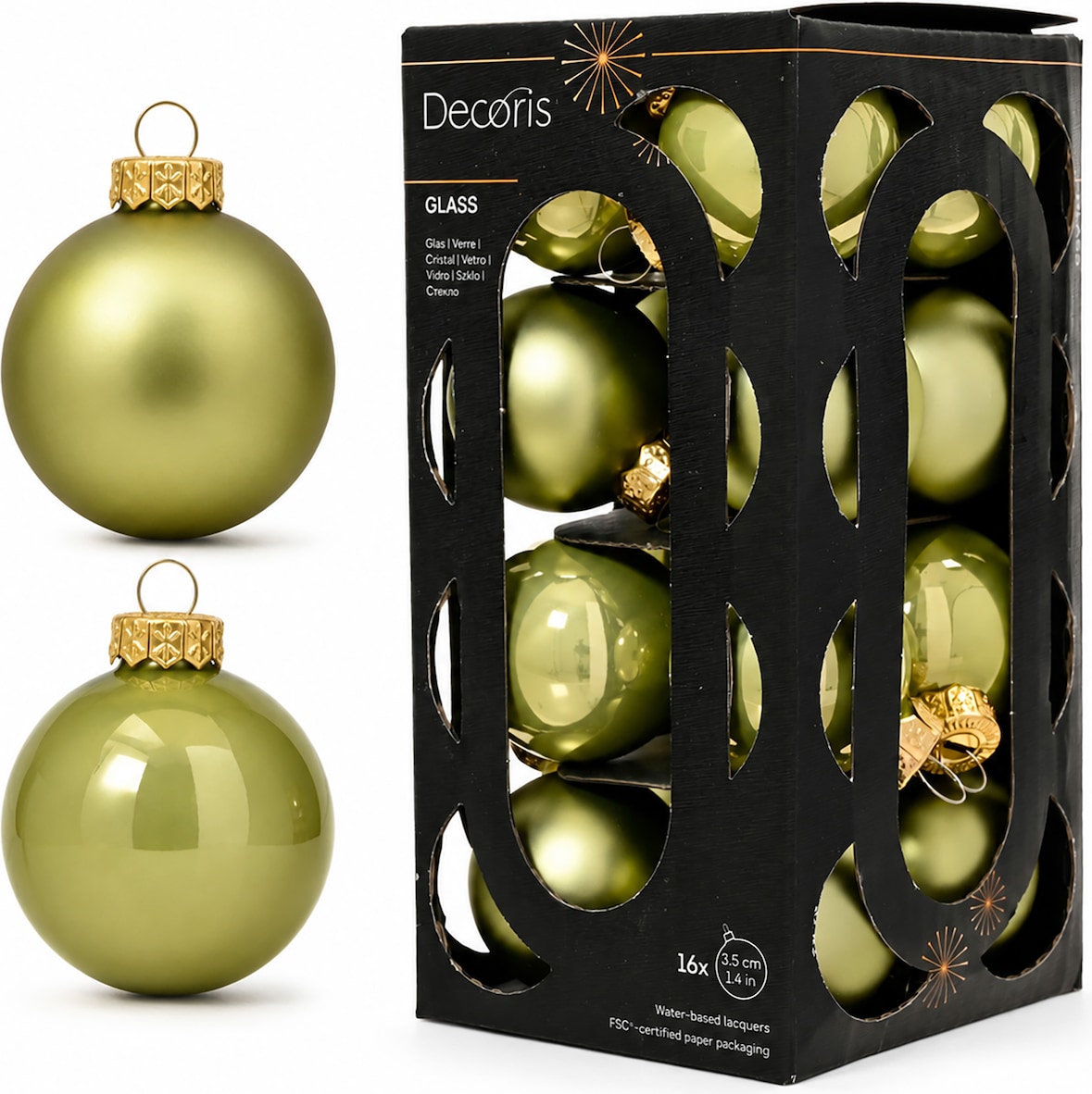 16 Weihnachtskugeln Glas 3,5cm matt & glänzend Christbaumkugeln Weihnachtsbaumkugeln Christbaumschmuck Weihnachtsbaumschmuck Uni Warme Pistazie