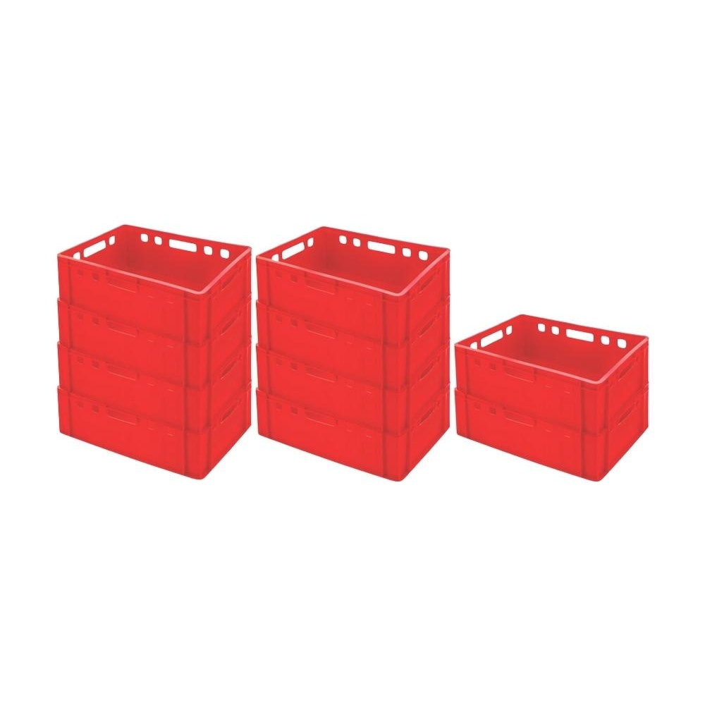 PROREGAL 10x Eurobehälter Fleischerkasten E2 | HxBxT 20x40x60cm | 41 Liter | Rot | Fleischerkiste, Fleischkiste, Metzgerkiste