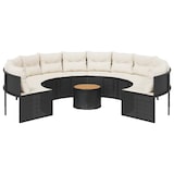 thumbnail of vidaXL Gartensofa mit Tisch und Kissen Rund Schwarz Poly-Rattan