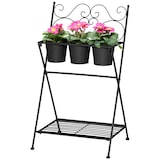 thumbnail of Outsunny Portapiante Scaffale in Metallo Pieghevole, Set Vasi per Piante con Ripiano per Casa e Giardino, 47x37x78.5cm, Nero