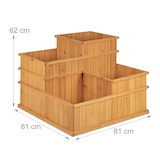 thumbnail of Relaxdays Hochbeet, gestuft, 4 Pflanzkästen, Garten, Balkon, Terrasse; Pflanzbeet aus Holz, HxBxT: 61x81x81 cm, natur