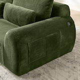 thumbnail of 2-Sitzer Sofa aus Schaumstoff mit weichem Kunstfell in Grün, USB-Anschluss und seitlicher Magazintasche