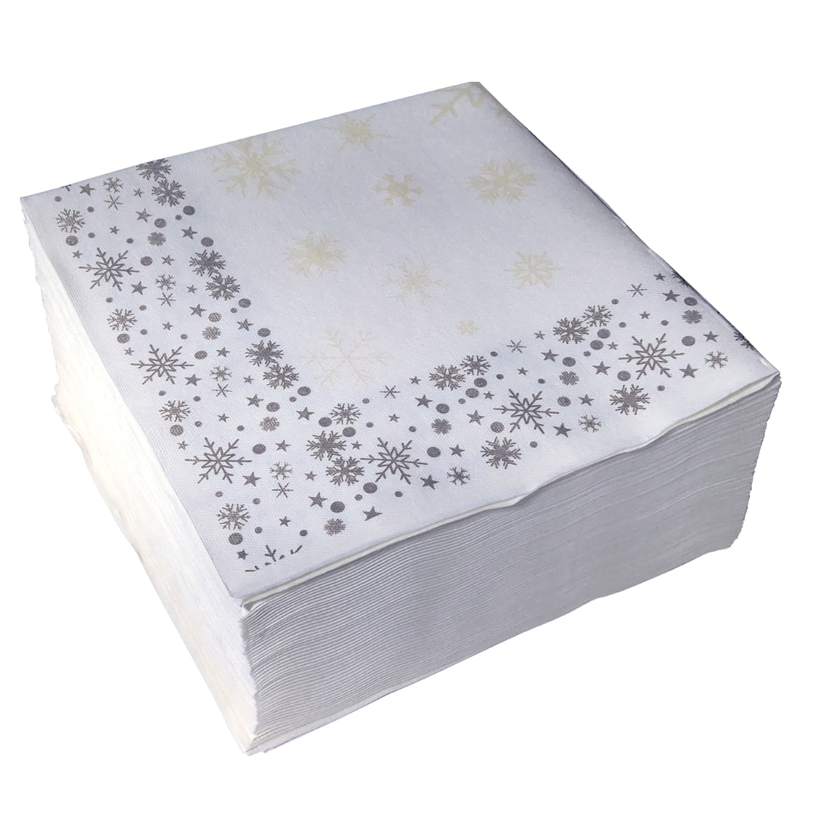 50 Servietten Weihnachten Airlaid 40cm x 40cm weiß mit Schneeflocken-Motiv