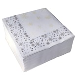 thumbnail of 50 Servietten Weihnachten Airlaid 40cm x 40cm weiß mit Schneeflocken-Motiv