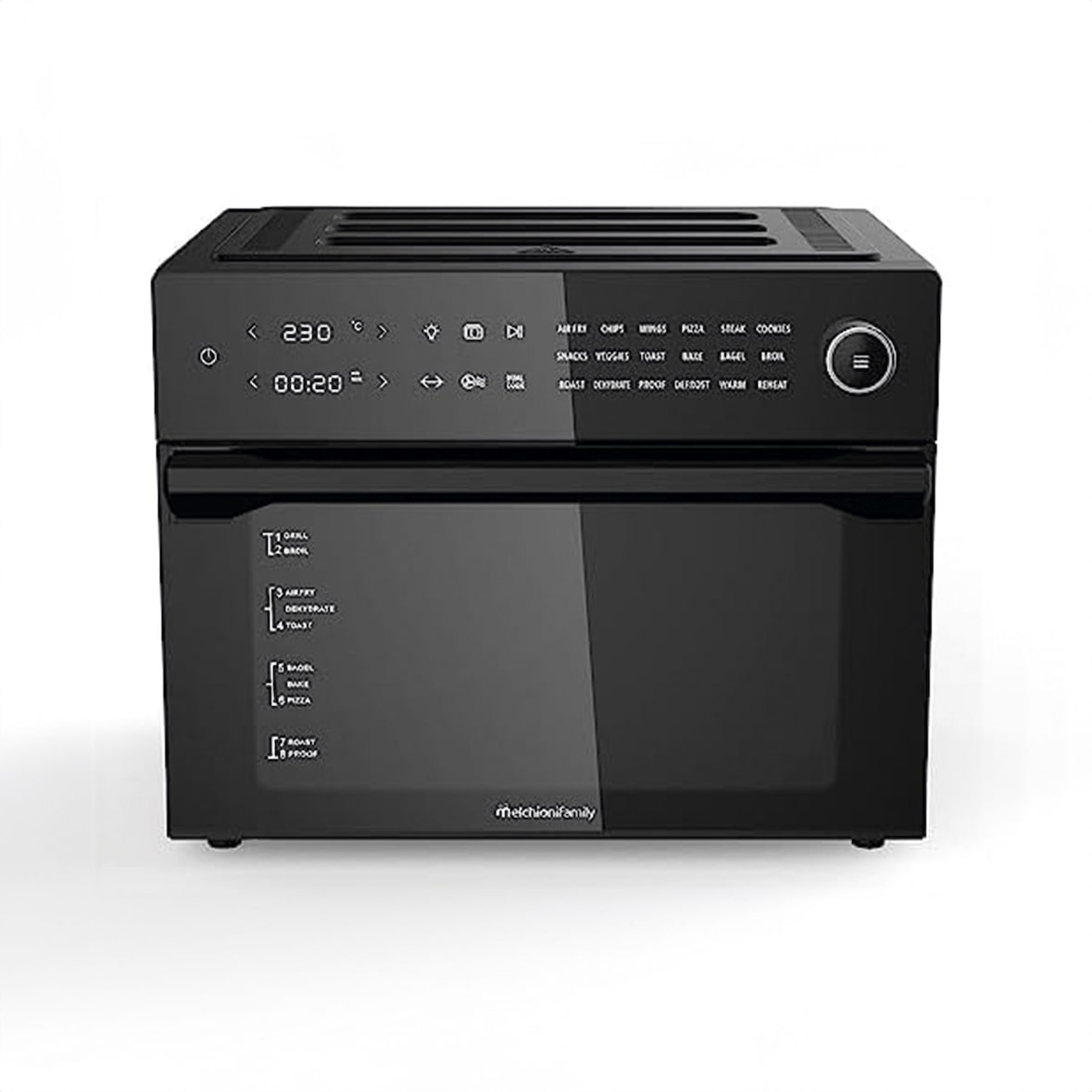 MELCHIONI FAMILY Freidora de Aire y Horno Multifunción BENEDETTA 30L, 1800 W, 18 Programas, Pantalla Táctil, Negro, 118340032