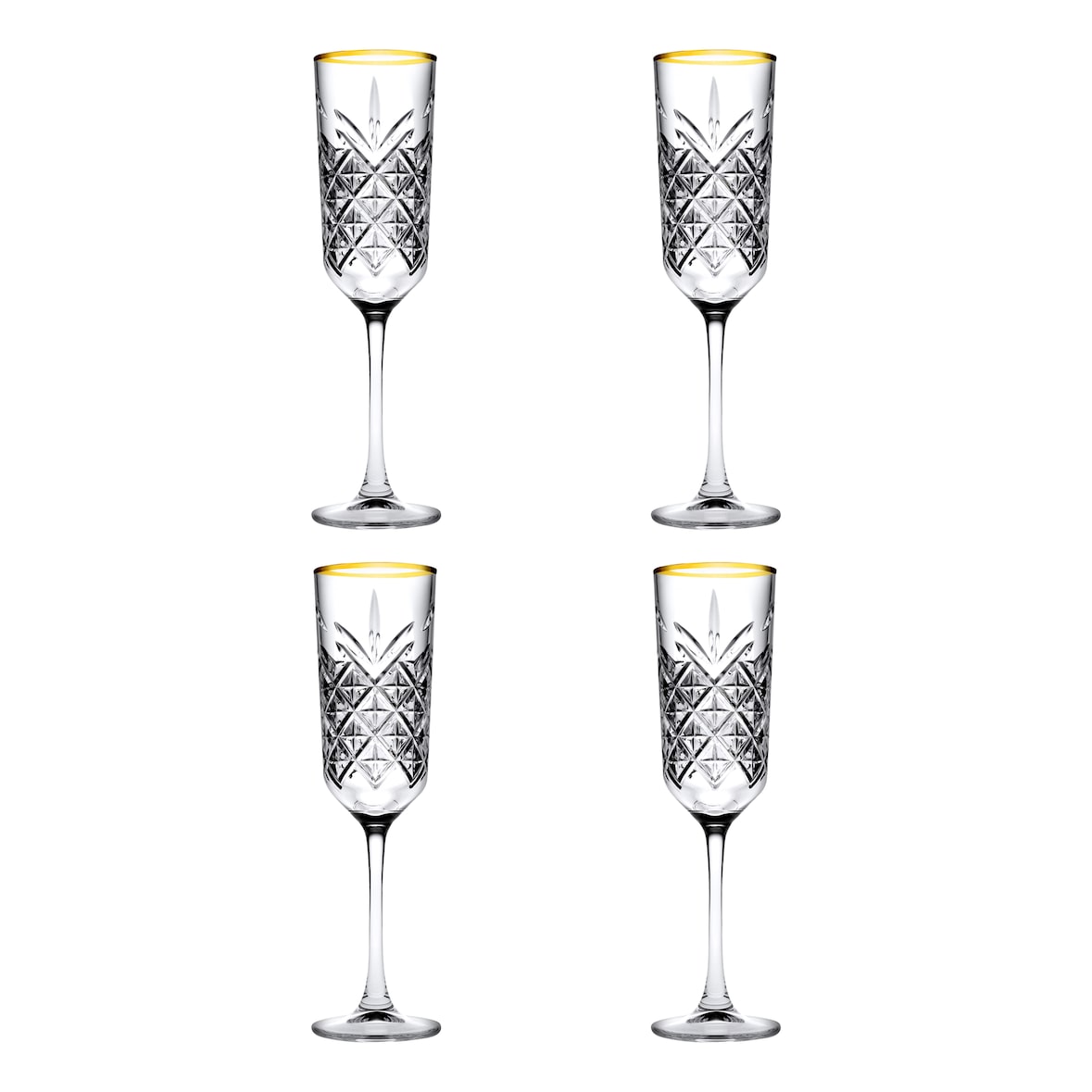 Pasabahce Timeless Sektgläser mit goldenem Rand 17,5 cl 4 Stück