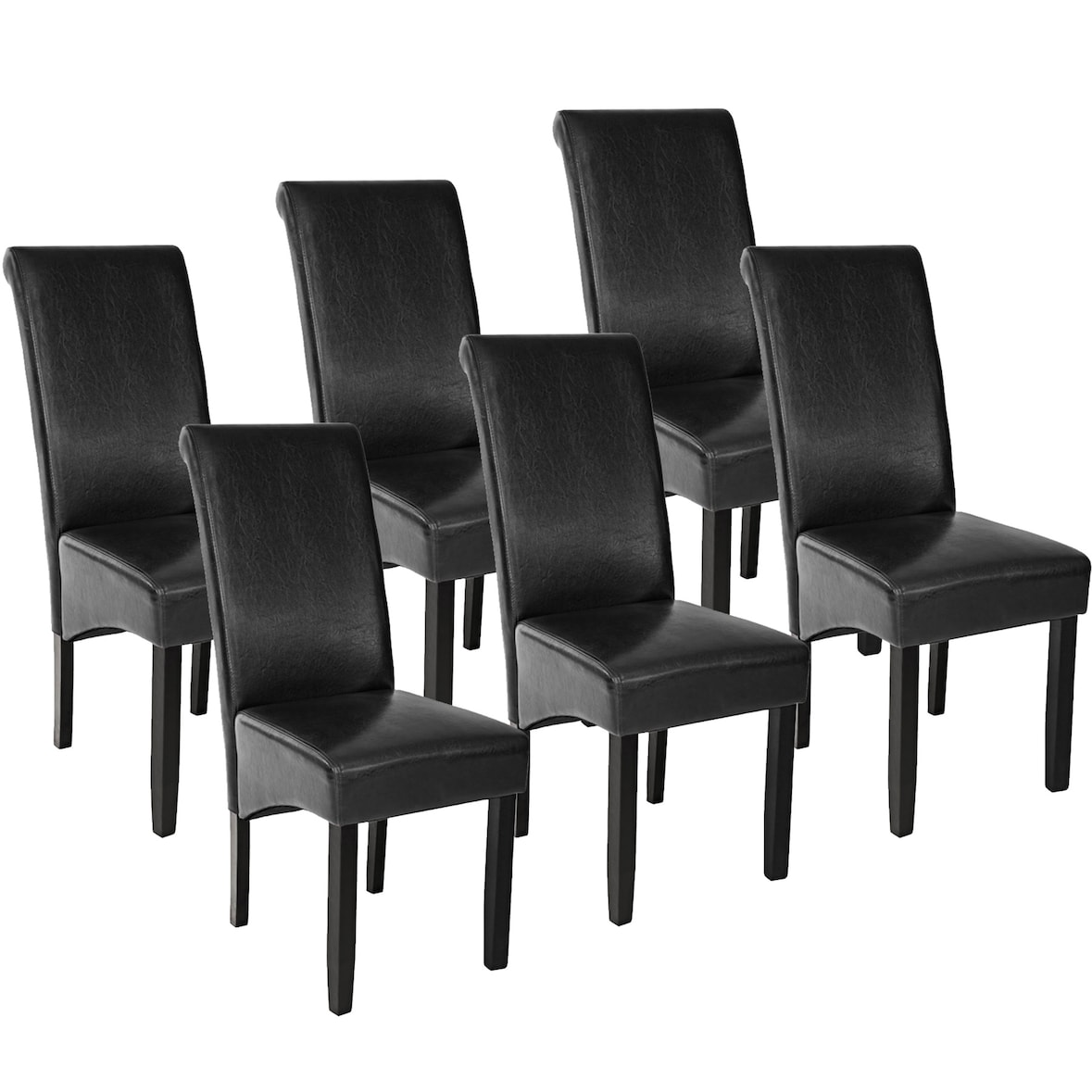 tectake 6 sedie da sala da pranzo con seduta ergonomica - nero - 403495