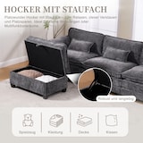 thumbnail of Merax 3-Sitzer Schlafsofa aus Chenille, Ecksofa Mit USB-Anschluss, Seitentasche, Handyhalter und modularen Hockern, Grau