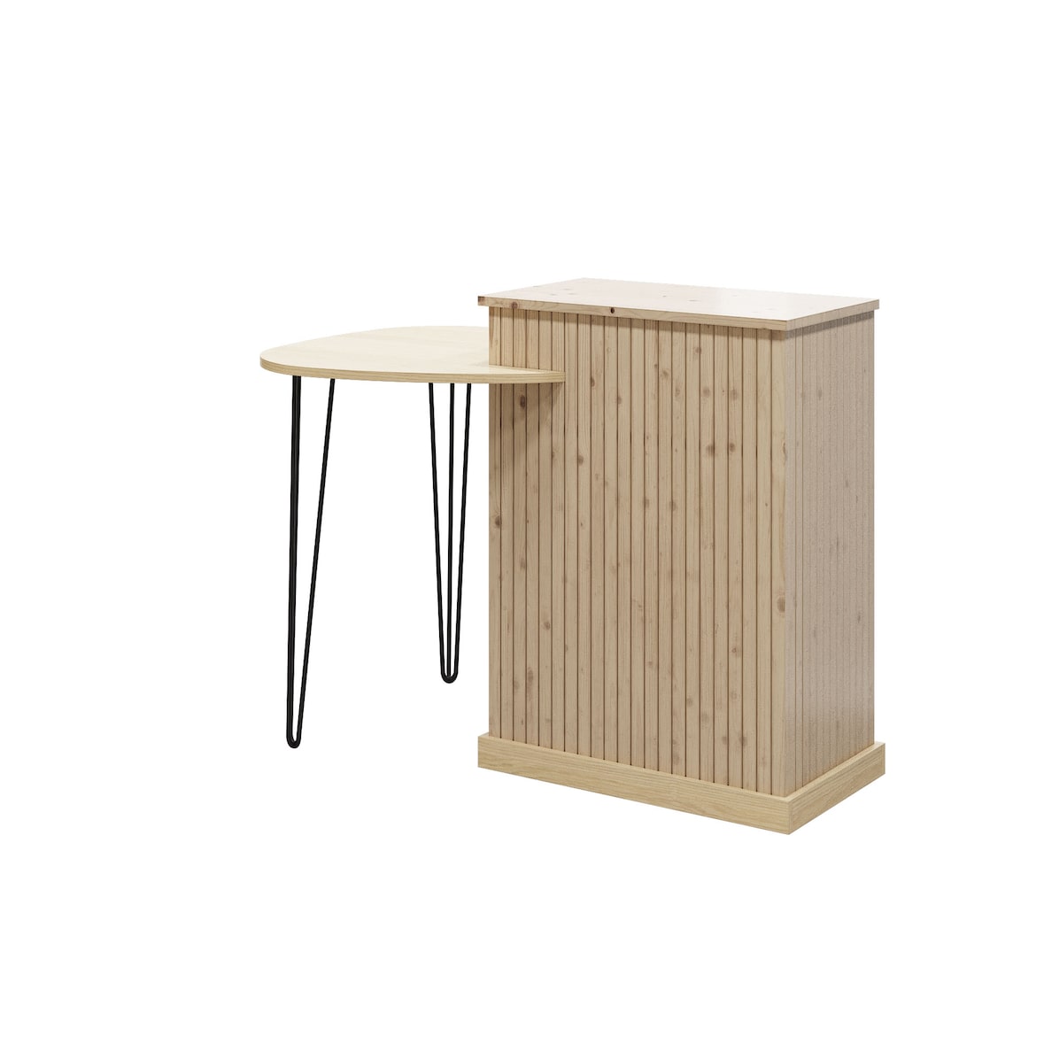 LES ARTISANS DU BOIS Comptoir Style en bois massif teinté verni cotonnade L134 x P85 x H110 cm
