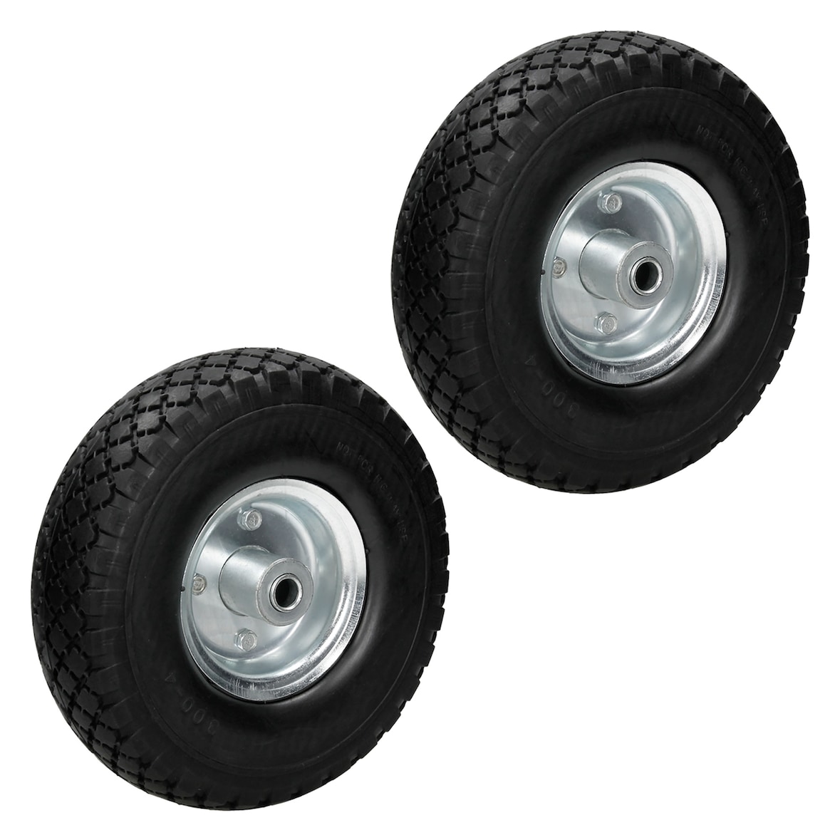 ECD Germany 2er Set Sackkarrenrad PU Vollgummi 3.00-4 Ø260x85mm, 120kg, Stahlfelge, pannensicher Ersatzrad