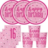 thumbnail of 16. Geburtstag Partyset Einweggeschirr rosa pink 48 tlg. Partygeschirr Teller Becher Servietten