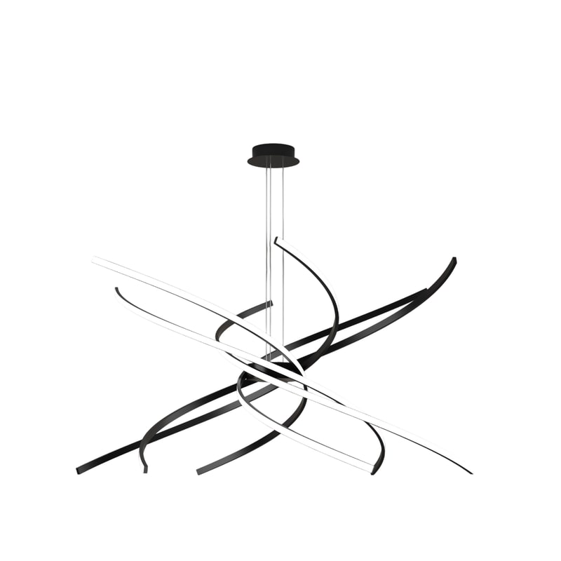 Lustre LED moderno Top Light Tornado 88W 5950LM preto - Luz branca natural - Luminária pendente