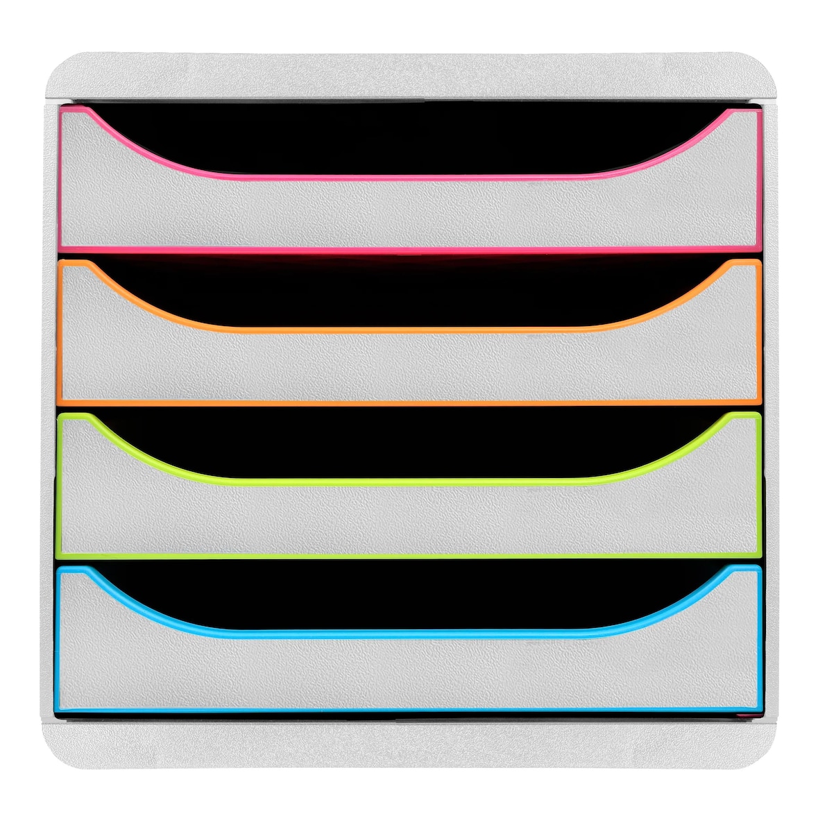 Exacompta 310913D 1x Exacompta, BIG-BOX Schubladenbox, 4 offene Laden, Serie Black Office - Schwarz/Harlekin