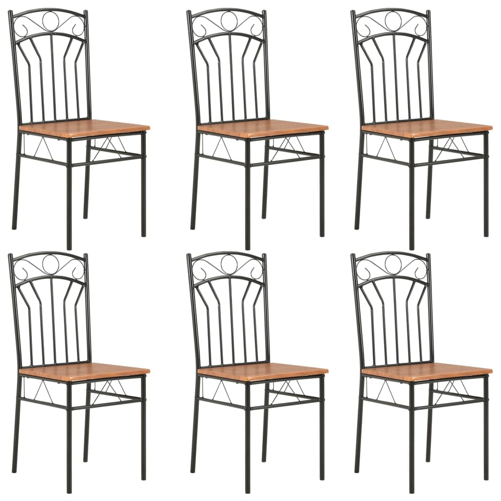 Décoshop26 - Lot de 6 chaises de salle à manger cuisine design simple et intemporel marron MDF CDS022581