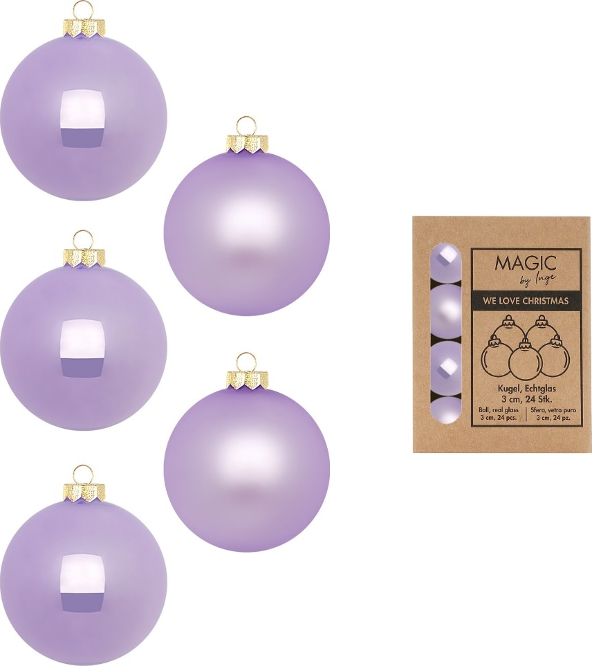 24 Weihnachtskugeln 3cm Glas Christbaumkugeln Weihnachtsbaumkugeln Lilac Breeze