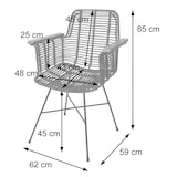 thumbnail of Esszimmerstuhl HWC-M29, Küchenstuhl Korbstuhl Rattansessel Rattanstuhl Stuhl mit Armlehnen, Kubu Rattan Holz Metall