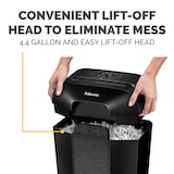 thumbnail of Fellowes Distruggidocumenti a miniframmento LX41, 8 fogli, per uso personale, con blocco di sicurezza, cestino da 17L, sicurezza P-4, nero, 4300701
