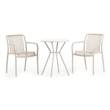 thumbnail of Set balcon avec table ronde en métal, 2 chaises en polypropylène avec accoudoirs empilables, gain de place pour jardin - Nathan+Simona/Sable