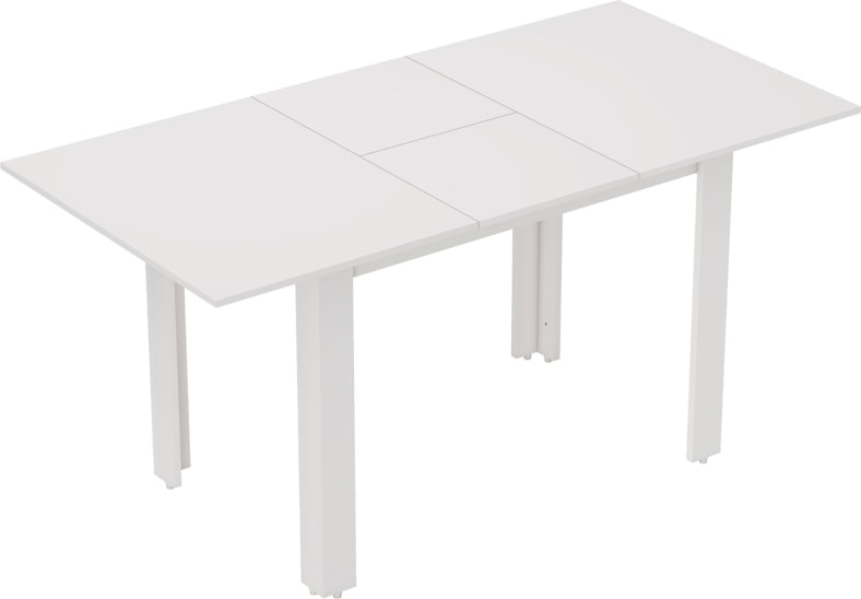 Ausziehbarer Esstisch 160x80x78 cm Hochglanz Weiß mit Schmetterlingsmechanismus platzsparender Einlegeplatte MDF stabil pflegeleicht