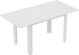 thumbnail of Ausziehbarer Esstisch 160x80x78 cm Hochglanz Weiß mit Schmetterlingsmechanismus platzsparender Einlegeplatte MDF stabil pflegeleicht