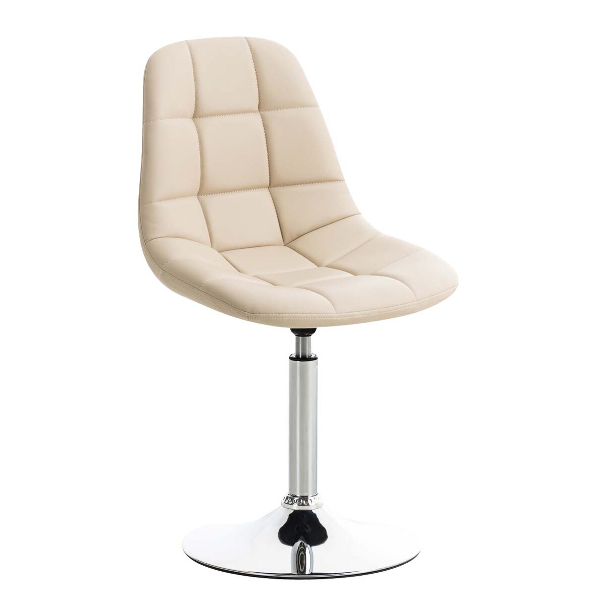 DELUKE® Stuhl OSKAR Kunstleder - 84x48x52cm, creme, Kunstleder Metall in Chromoptik Gestell Stühle EsszimmerstühleEsstisch Stühle Küchenstuhl