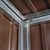 thumbnail of Mülltonnenverkleidung HWC-J29, Mülltonnenbox für Müllcontainer 660-1100L, WPC Metall 172x213x160cm ~ braun