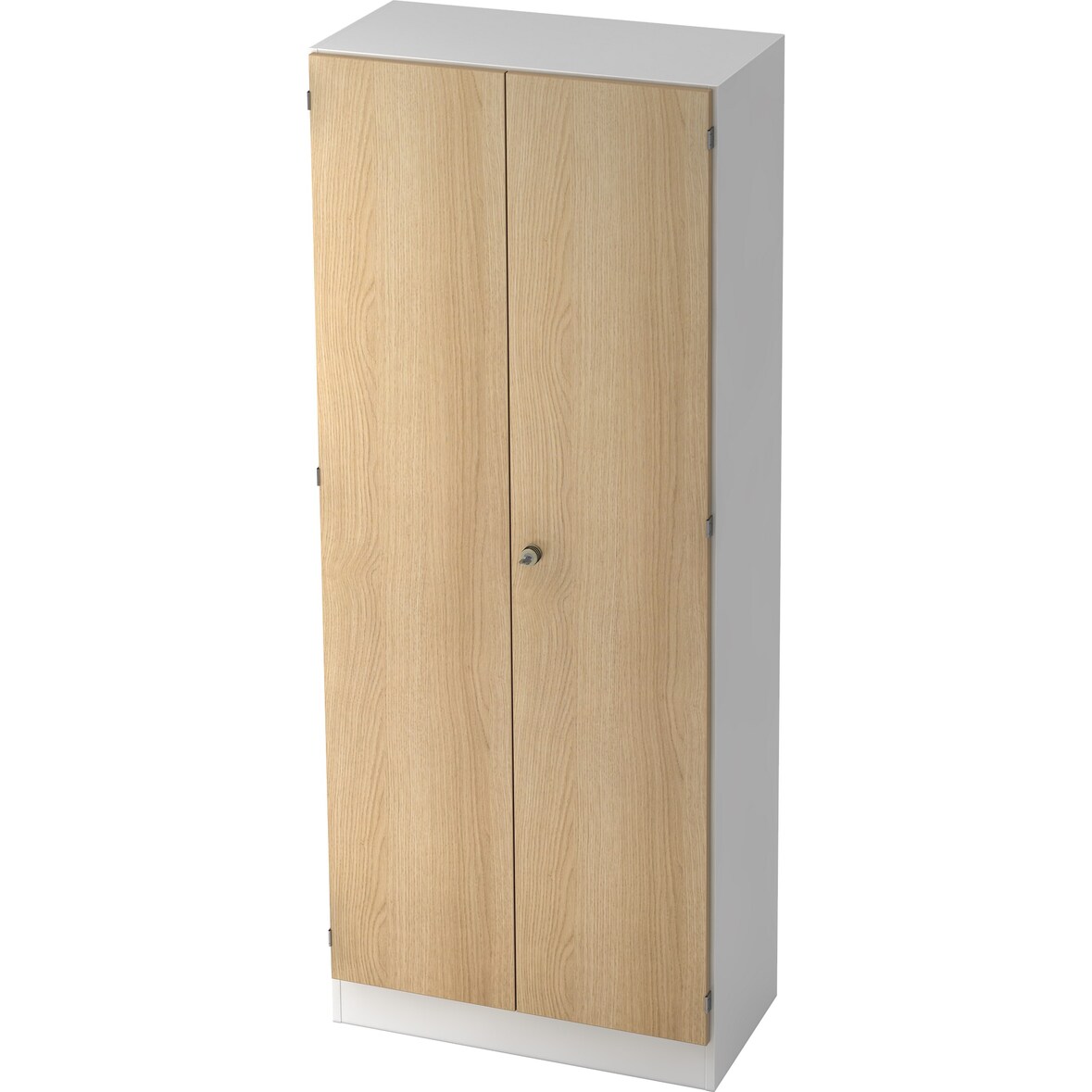 bümö office Aktenschrank abschließbar, Büroschrank groß aus FSC-Holz, 80cm breit in Weiß/Eiche - abschließbarer Schrank, Büroschrank abschließbar,