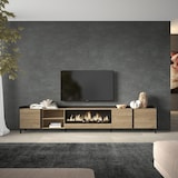 thumbnail of Móvel de TV, 315x61x35 cm, Para televisores até 80", Lareira eléctrica XXL, Design industrial, Carvalho e preto