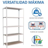 thumbnail of SimonRack Schwerlastregal 1800x900x300 mm, 5 Ebenen, Holzböden, 150 kg Tragkraft pro Ebene, Weiss - Maderclick