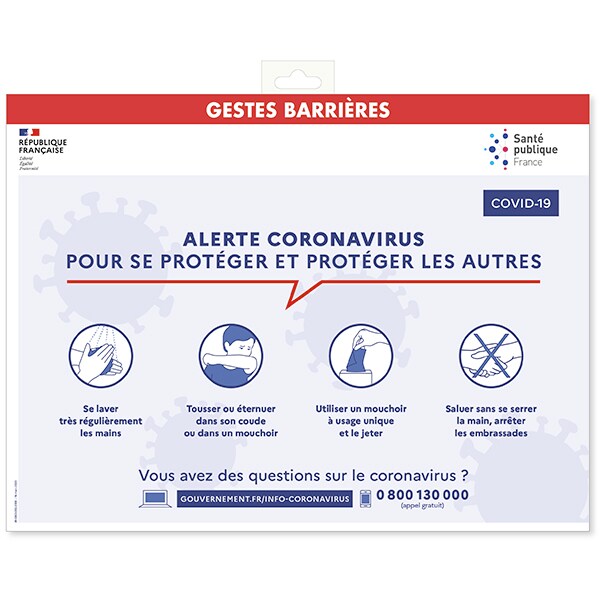 Affiche informative Rigide GESTES BARRIERE 40x30cm  Etiq-Etal
