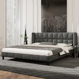 thumbnail of Merax Polsterbett 180x200 Ohrform Doppelbett aus Samt mit Kopfteil & Lattenrost Grau