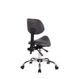 thumbnail of DELUKE® Sattelhocker mit Lehne KOLLI Höhenverstellbar, Drehbar Kunstleder pflegeleicht Rollhocker Arbeitshocker Praxishocker Arzthocker Grau