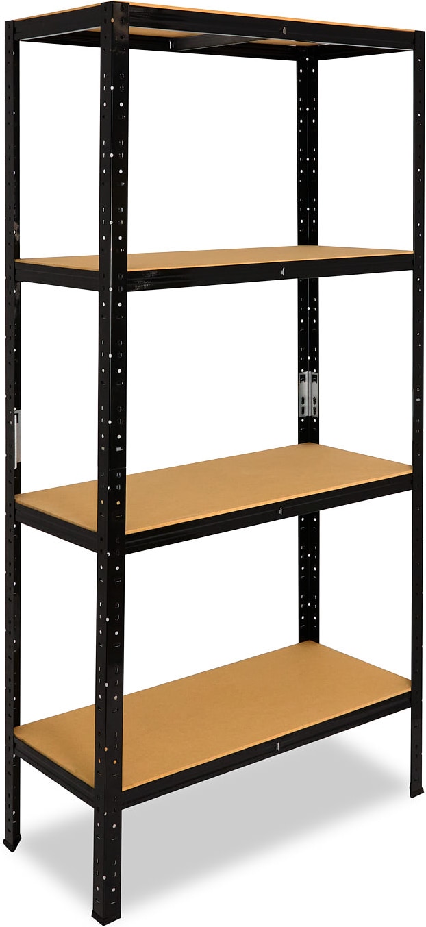 shelfplaza BLACK 180x70x45 cm Schwerlastregal in schwarz mit 4 Böden und 175 kg Traglast pro Boden