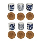 thumbnail of Coffret de 6 tasses et sous-tasses Milos 10 cl -  Bleu Rond Grès Table Passion 7.50x7.50 cm