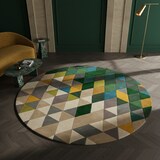 thumbnail of Luxus Handgetufteter Wollteppich `Derwent Hazel` in Grün-Multi. 160x160 cm | Kadima Design