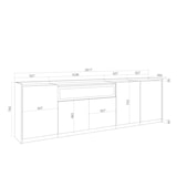 thumbnail of Sideboard, Highboard, 260x80x37 cm, 5 Türen, Elektrokamin., Dunkler Eiche und Schwarz