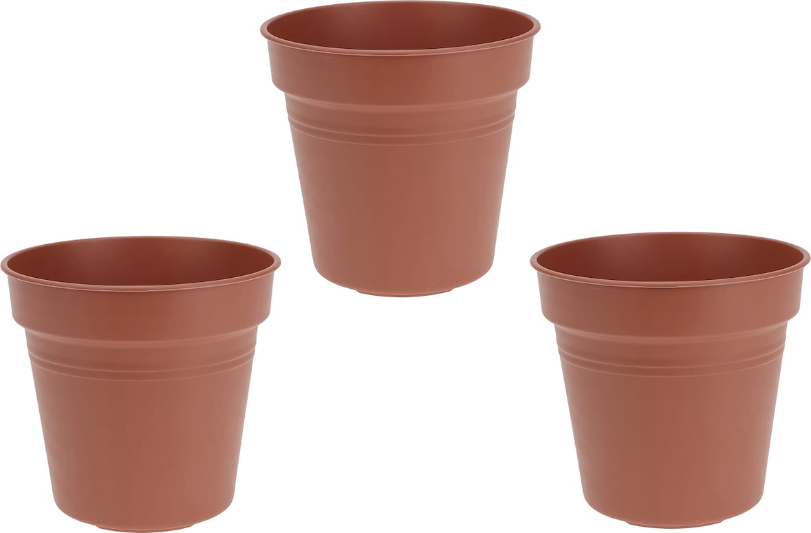 3 Blumentöpfe Pflanzenkübel 13x14cm Plastik Braun Blumentopf Blumenkübel Pflanzkübel Deko Garten Pflanzgefäß Plant Pot