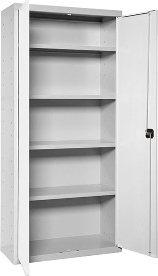 SimonRack Armario Metálico Garaje, 4 Estantes, 2 Puertas, 1800x600x400 mm, Armario Oficina, Amario Multiusos, Gris/Blanco - Simonlocker