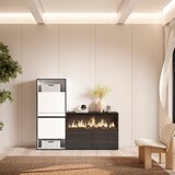 thumbnail of Schoenenkast, 167x35x145cm, Voor slaapkamer, Elektrische haard XXL, Moderne stijl, Wit _ 482_49