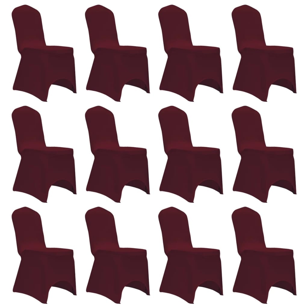 Décoshop26 - Housses élastiques de chaise Bordeaux 12 pièces DEC022526
