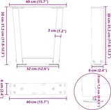 thumbnail of Helloshop26 - Set aus 2 V-förmigen Couchtischbeinen mit verstellbaren Gleitern 40 x 30-31 cm weißer Stahl 02_0056893