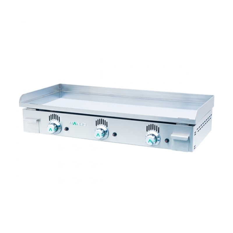 Plancha a Gas Cromo Duro 15mm Espesor con Recogedor. 100x44x18. MAINHO Serie Novo-Crom