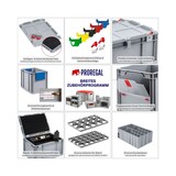 thumbnail of PROREGAL SparSet 5x Eurobox NextGen Grip mit Auflagedeckel & 4 roten Verschlüssen, HxBxT 22x40x60cm, 44L, Grau, Griffe zu, Eurobehälter